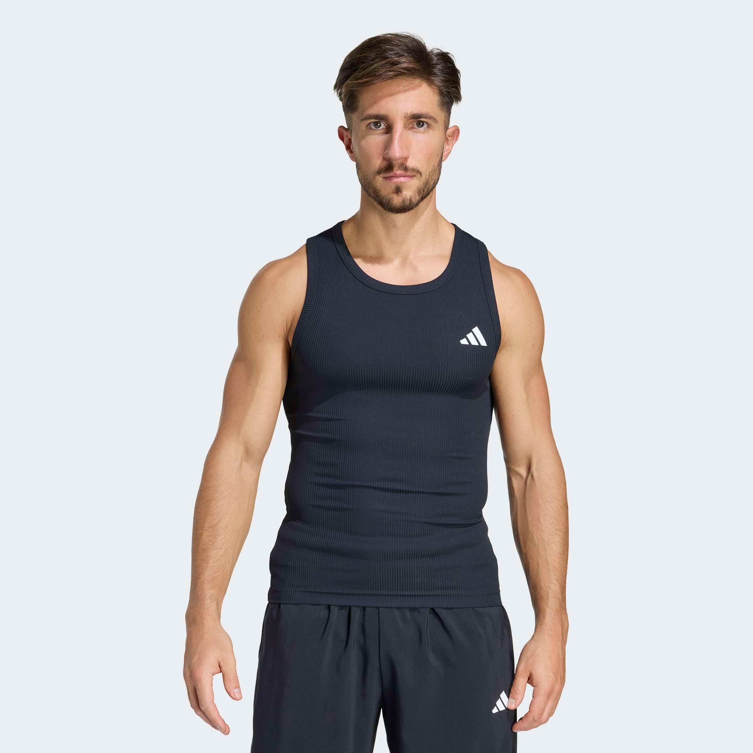 Tanktop adidas Performance "Primelift Essentials Workout RIB Tank", Herren, Gr. Xl, Schwarz, Obermaterial: 86% Polyester, 14% Elasthan, Rundhals, Tops Tanktop