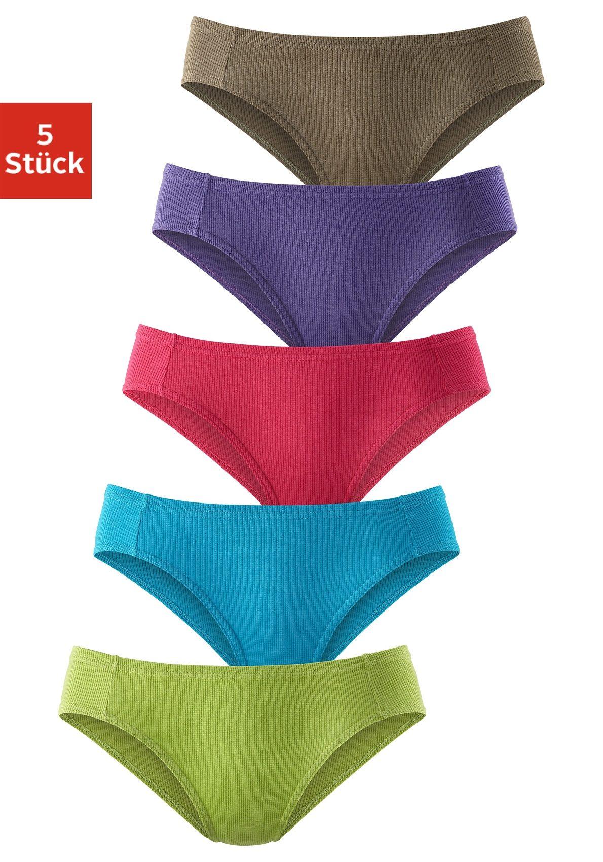 Bikinislip Petite Fleur, Damen, Gr. 48, Bunt (GrüN, TüRkis, Pink, Lila, OlivgrüN), Piqué, Obermaterial: 95% Baumwolle, 5% Elasthan, Unifarben, KöRpernah, Unterhosen, Aus Weicher Pikee-QualitäT