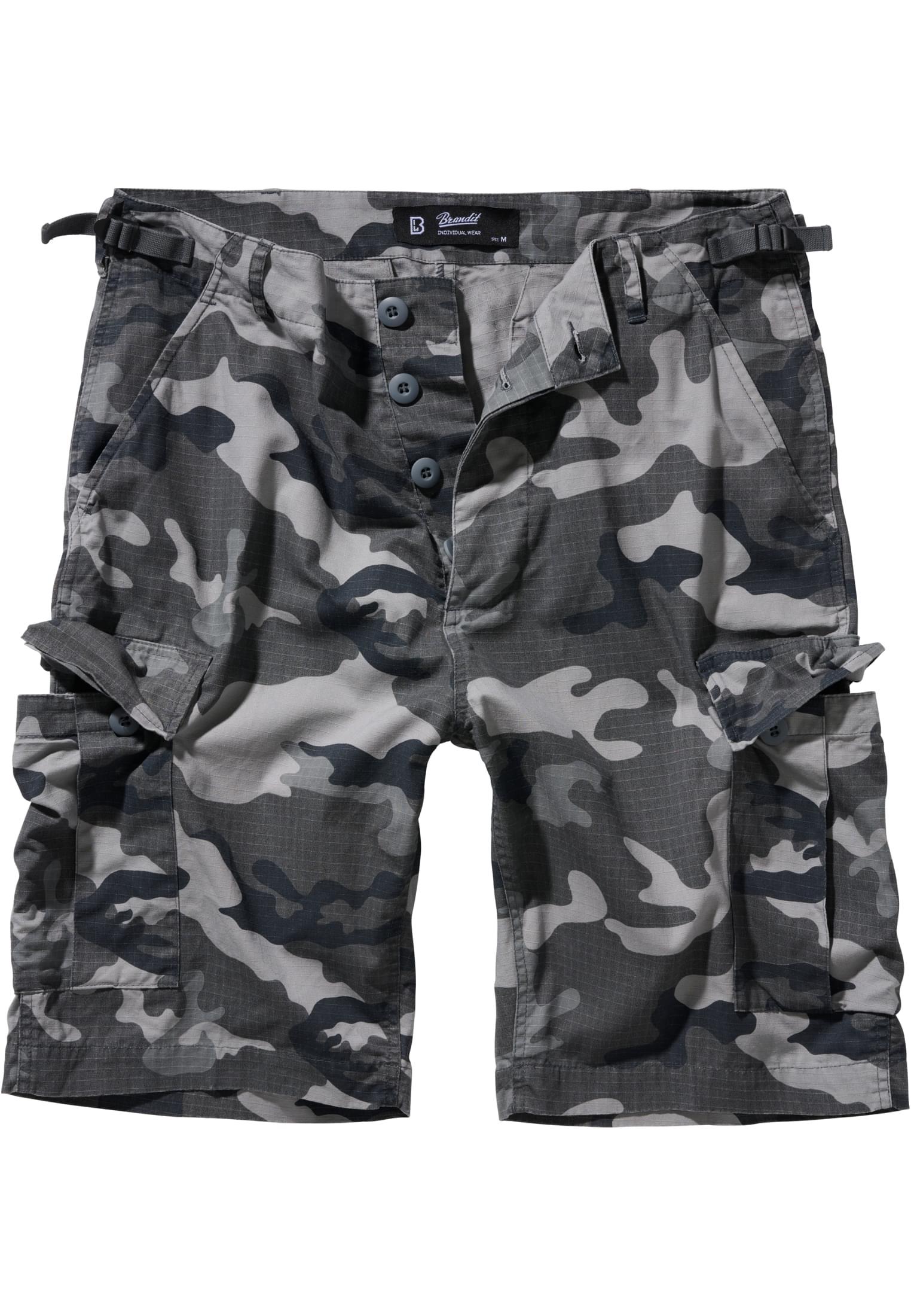 Stoffhose Brandit "Brandit Herren BDU Ripstop Shorts", Herren, Gr. 4XL, Us-GrößEn, Grau Camo, 100% Baumwolle, Normal, Hosen Stoffhose