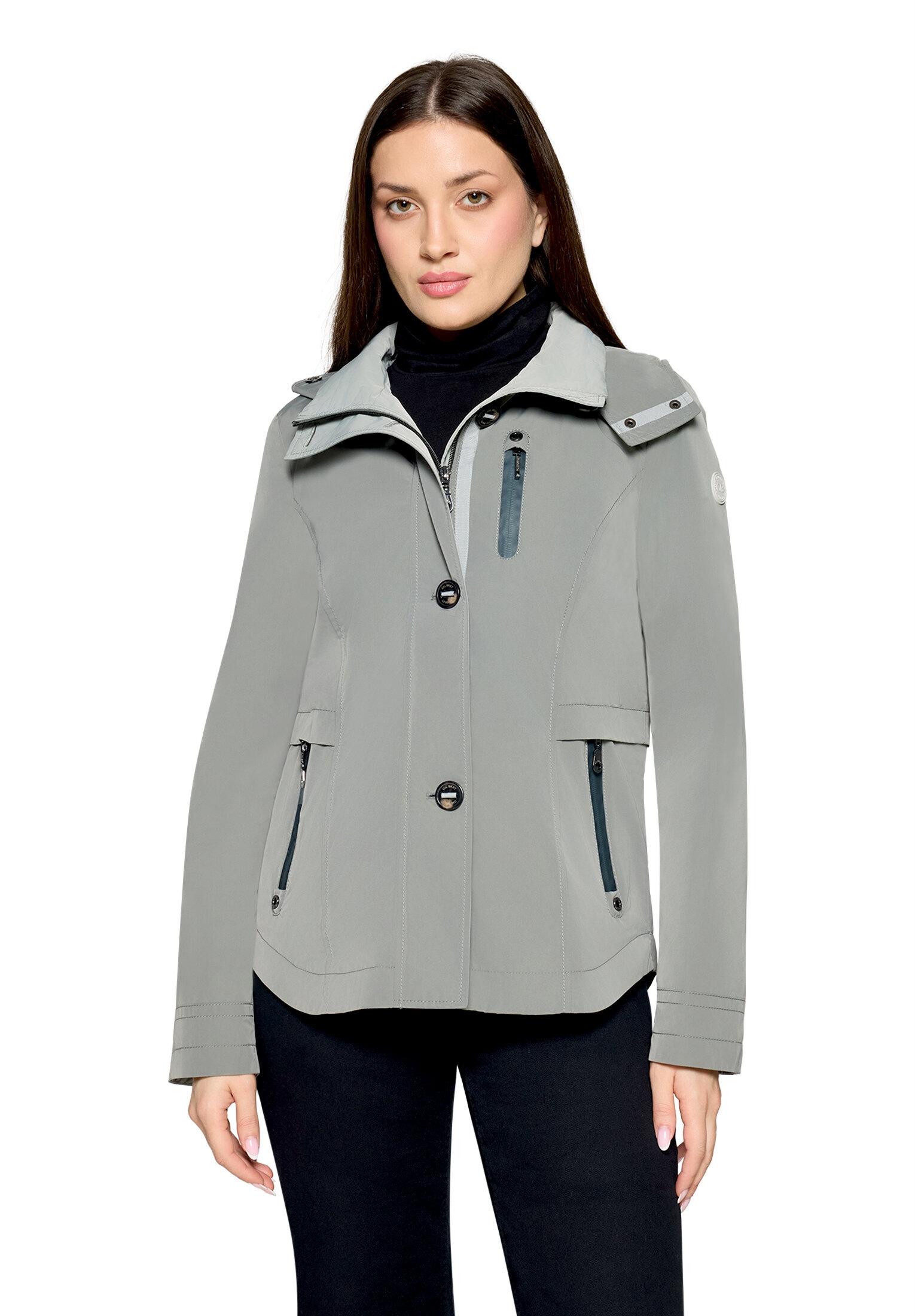 Sommerjacke Gil Bret "Damen Mit Abnehmbarer Kapuze", Damen, Gr. 38, Grau (Salvia), Obermaterial: 100% Polyester. Besatz: 100% Polyester. Futter: 100% Polyester, Tailliert, Jacken