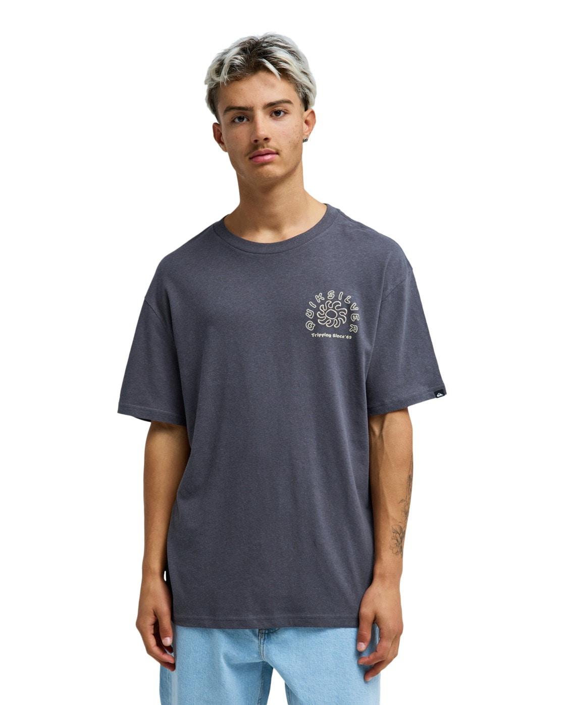 T-Shirt Quiksilver "Curve Palm", Herren, Gr. S, Iron Gate, Obermaterial: 80% Baumwolle, 20% Hanf., Shirts T-Shirt