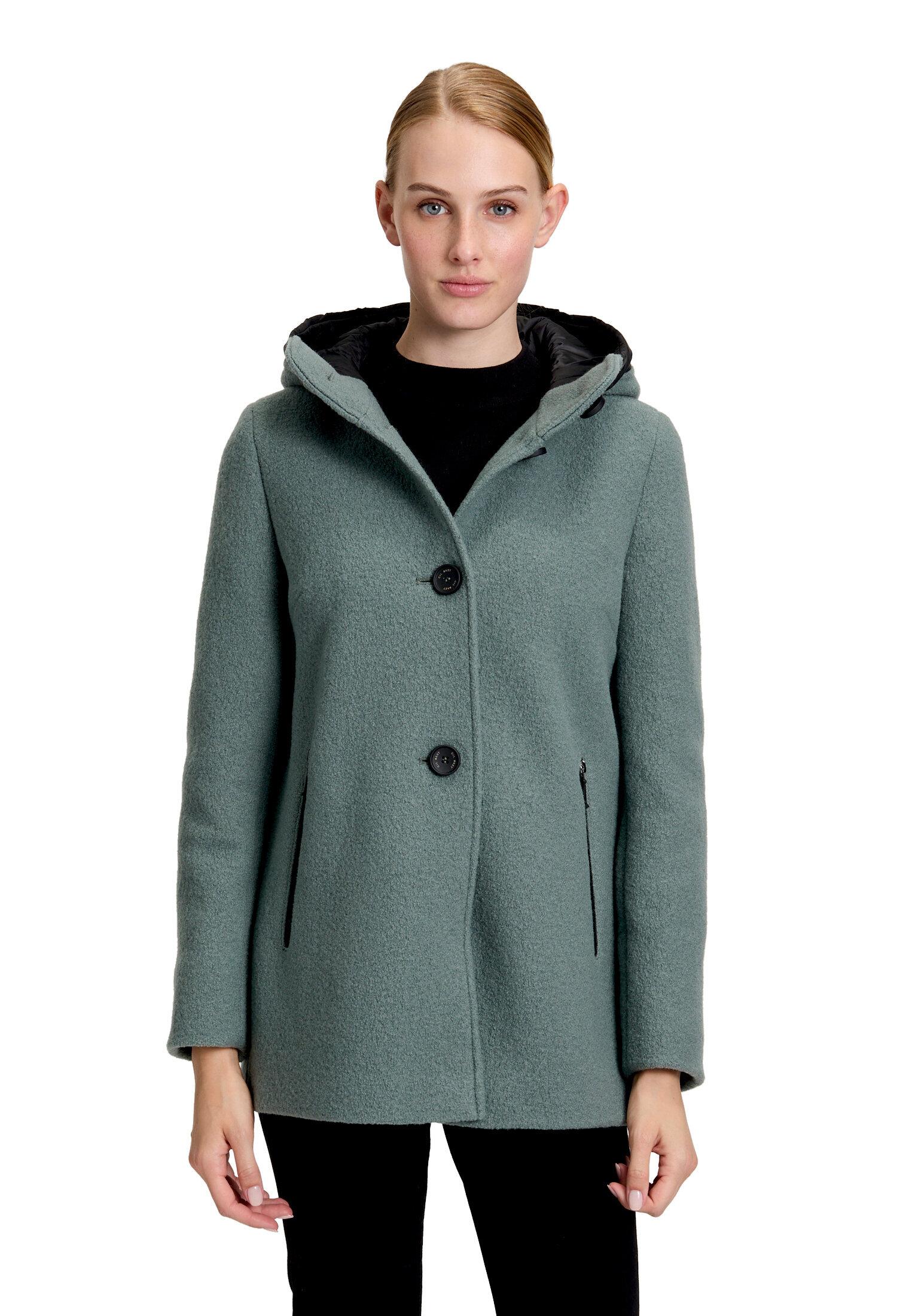 Wolljacke Gil Bret "Damen Mit Kapuze", Damen, Gr. 42, Grau (GraugrüN), Obermaterial: 100% Schurwolle. Besatz: 100% Polyamid. Futter: 100% Polyamid. Futter2: 100% Polyester. FüLlung: 100% Polyester, LäSsig Geschnitten, Jacken
