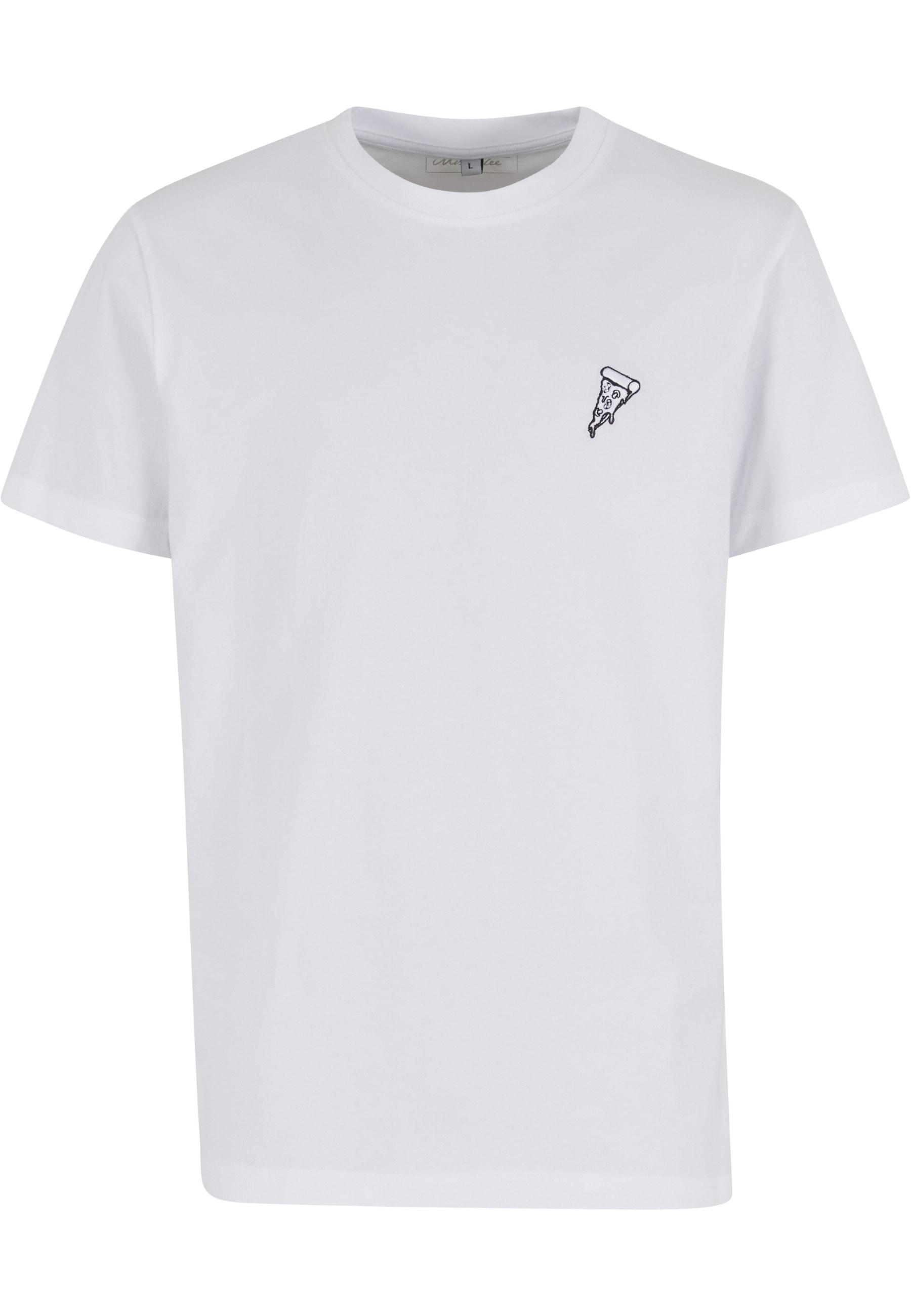 T-Shirt MisterTee "Mistertee Herren Pizza Tee Emb", Herren, Gr. 4XL, Weiß, 100% Baumwolle, Bedruckt, Normal, Racerback, Shirts T-Shirt