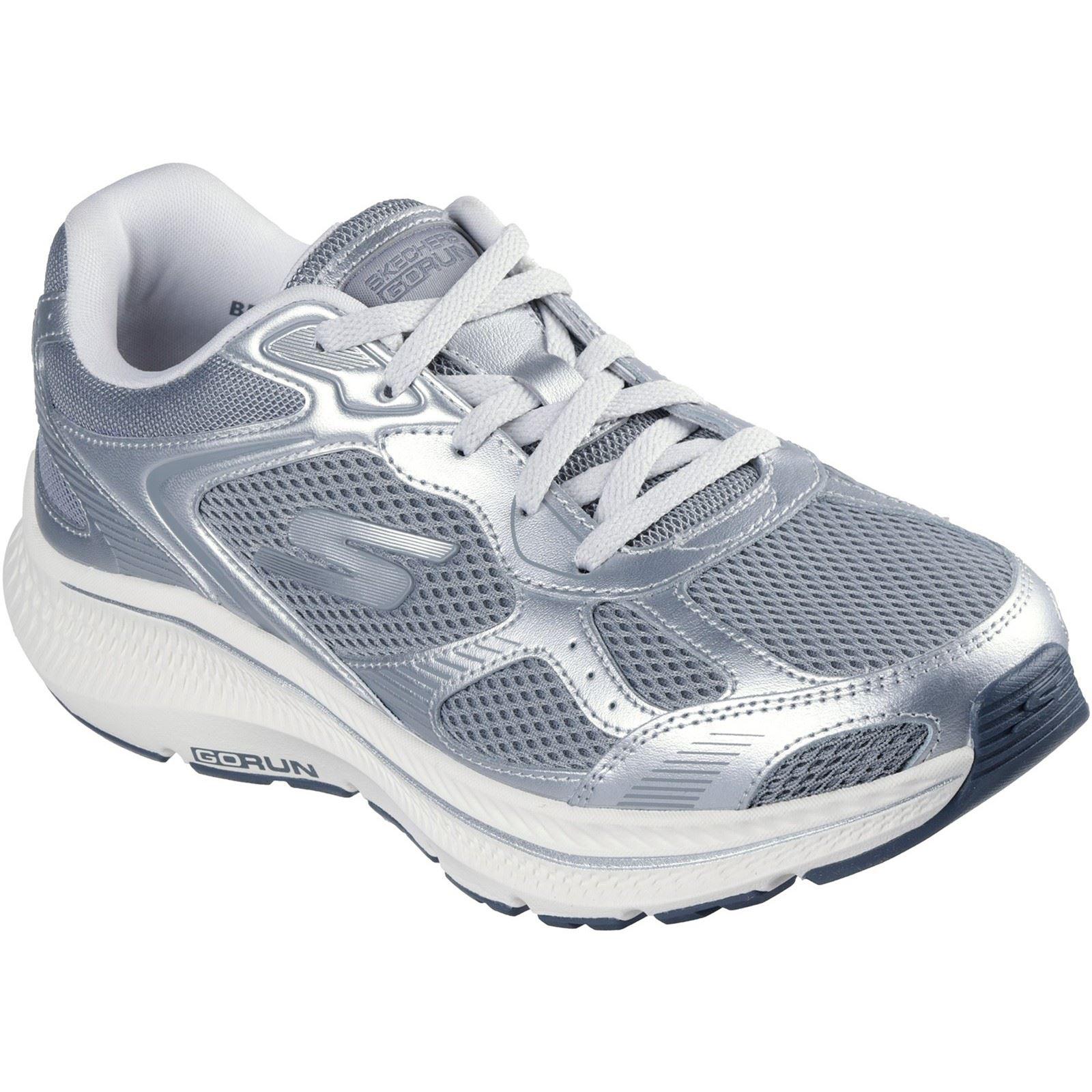 Skechers GO RUN Consistent 2.0 Volt Damen Sneaker Aus Leder In Grau/Silber