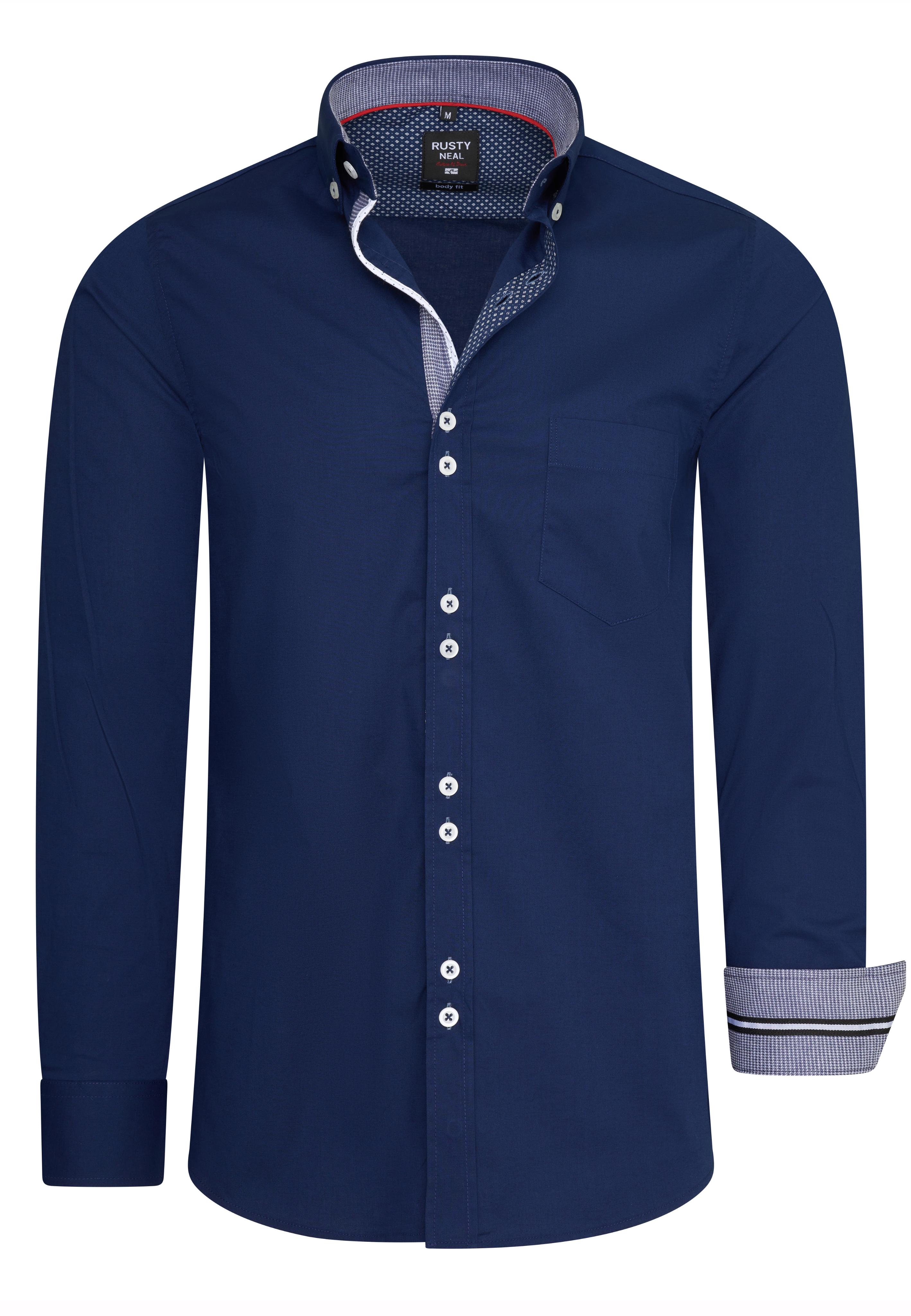 Rusty Neal Overhemd Regular Fit Blau