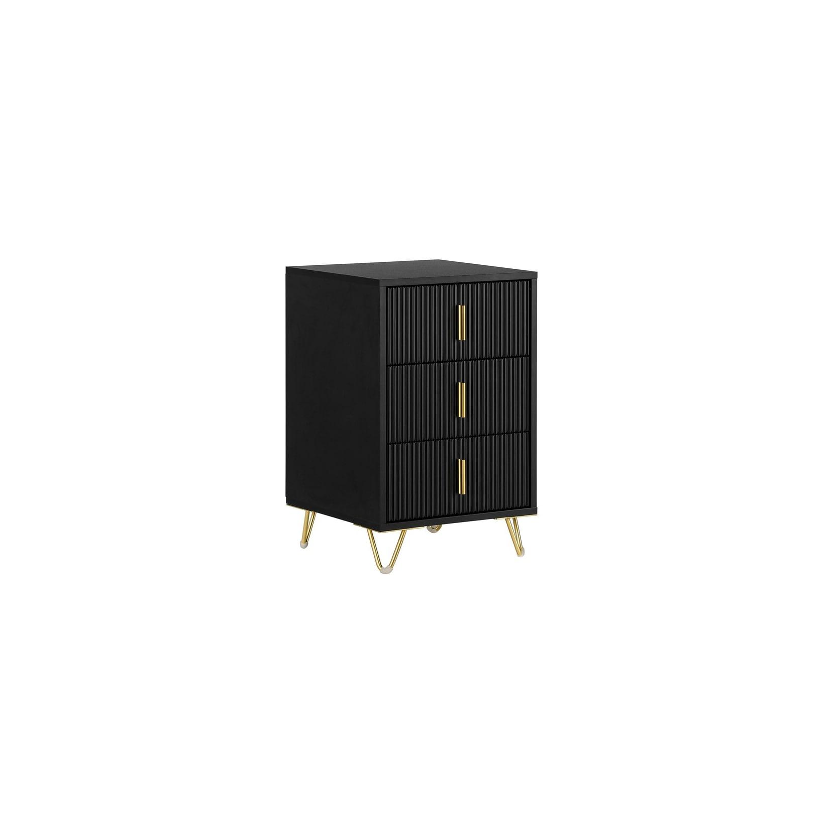sobuy Nachttisch Mit 3 Schubladen Schwarz 40X40X63Cm Modern