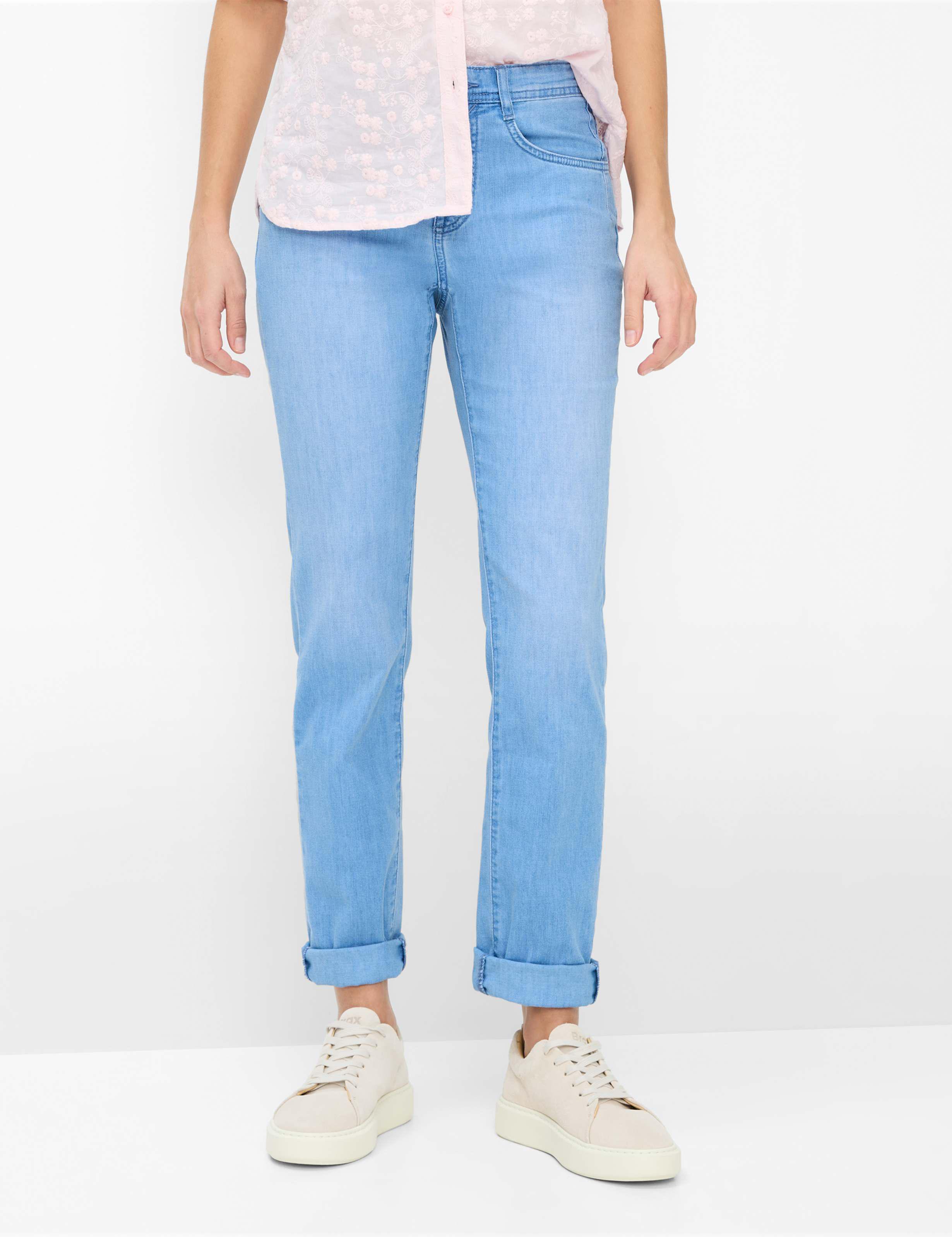 Brax Damen Five-Pocket-Hose Style CAROLA USED LIGHT BLUE, denim hellblau, Gr. 48K