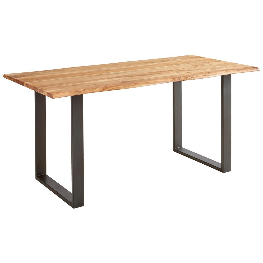 P & B Esstisch , Schwarz, Akaziefarben , Holz, Metall , Akazie , vollmassiv , Holz , rechteckig , U-Form , 80x76x140 cm , Esszimmer, Esstische, Esstische